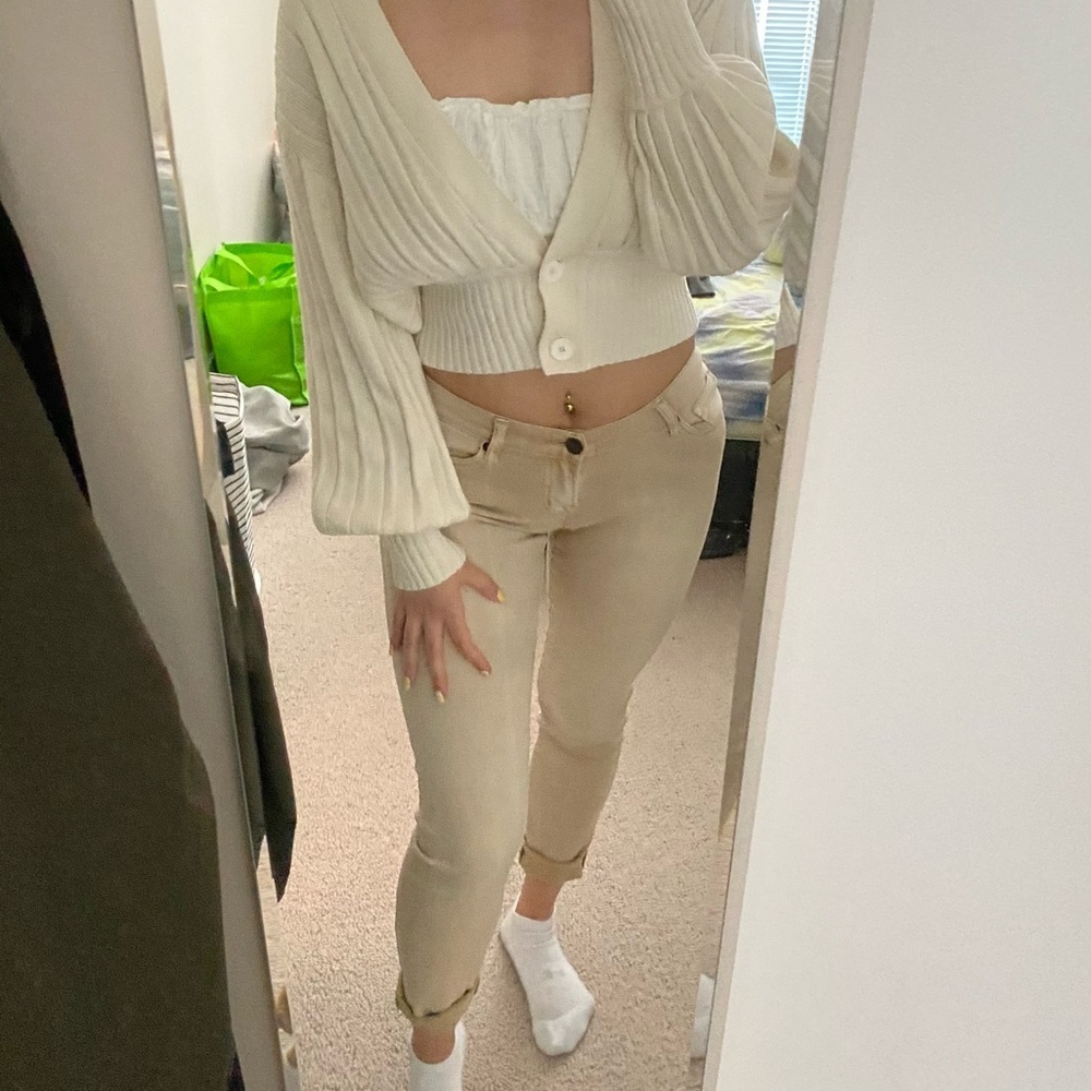 URBAN OUTFITTERS Tan Cigarette Mid Rise Jeans